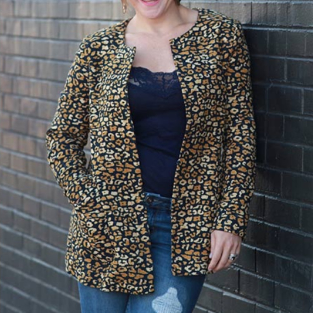 Who What Wear Animal Print Blazer Watercolor Cheetah NWT Size Small